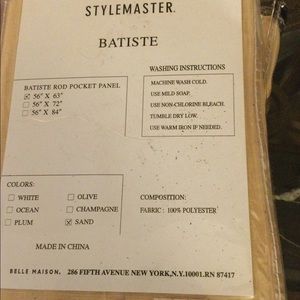 𝅺STYLE master tan curtain size 56” w 63” l